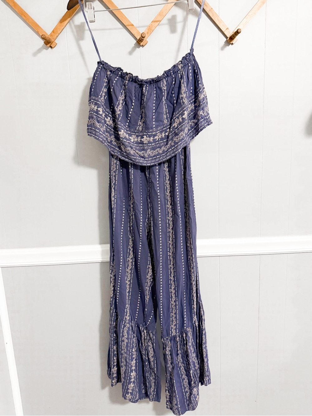 Japna Strapless Wide-Leg Jumpsuit in Navy